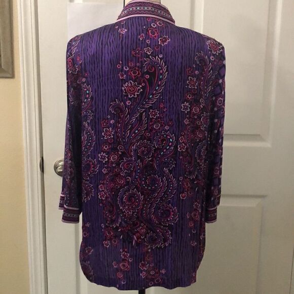100 % silk Bob Mackie womens button up blouse size M - Picture 6 of 16
